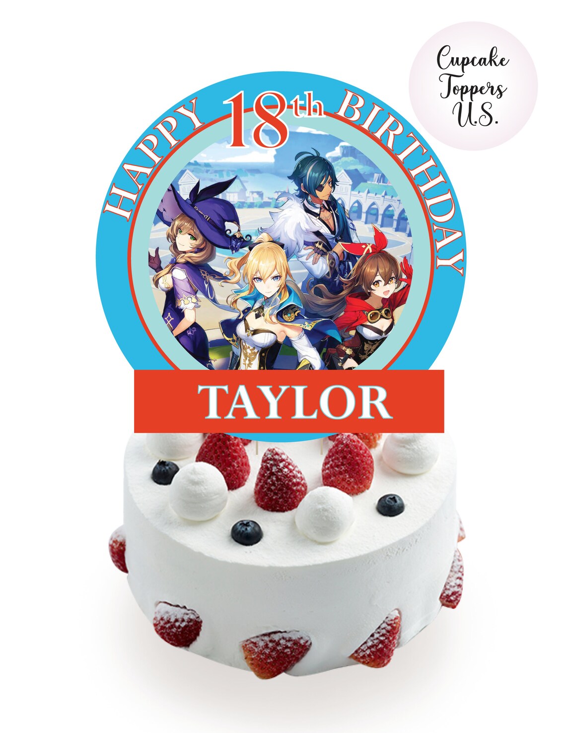 Genshin Impact Birthday Cake Topper Personalized Handmade by Etsy Denmark