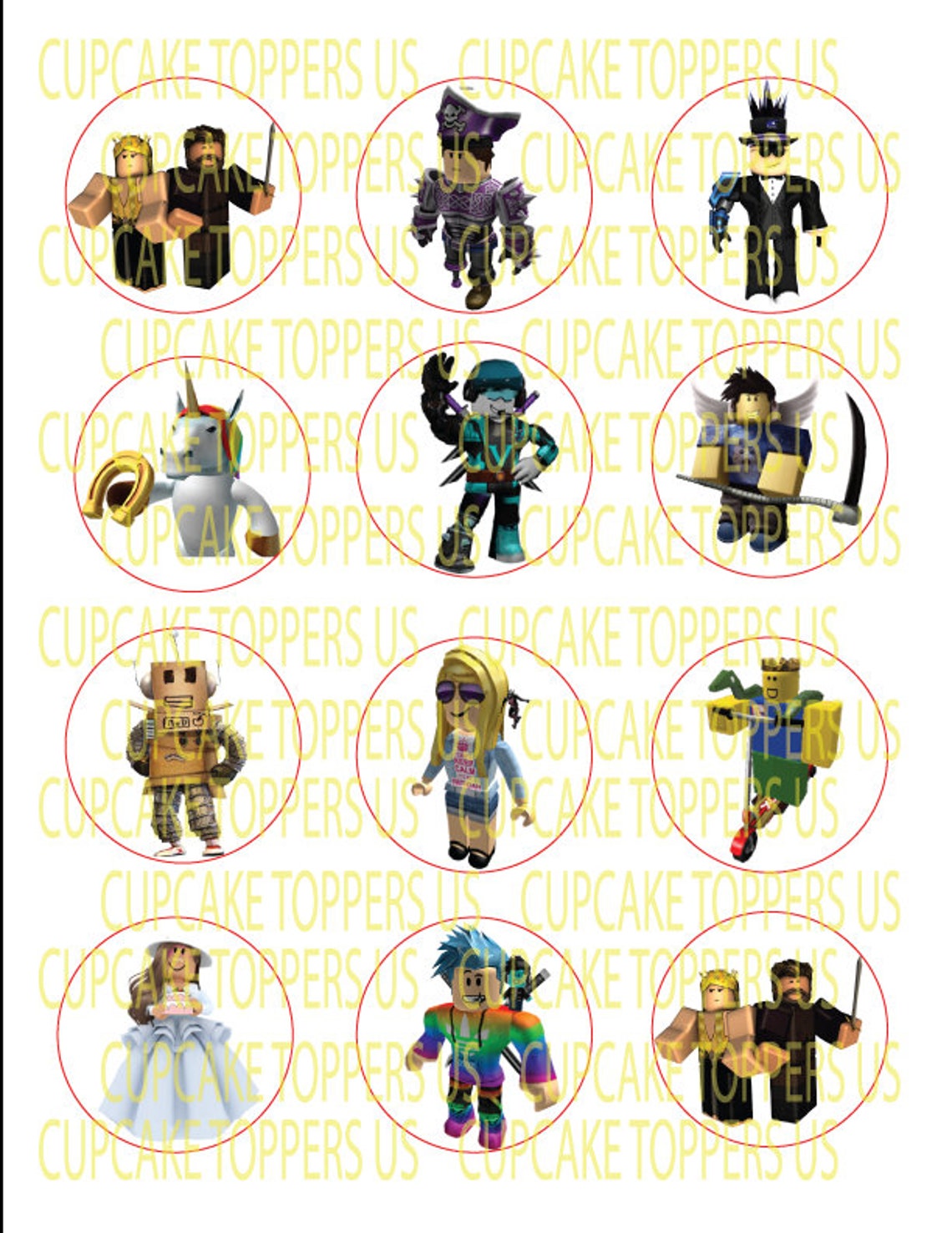 Roblox Cupcake Toppers PRINTABLE for Girls and Boys Etsy