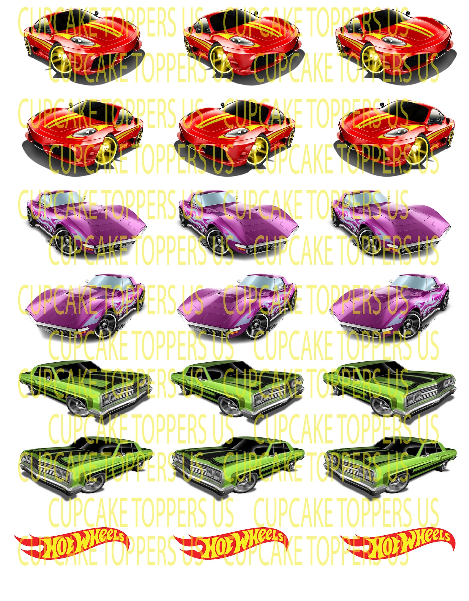 Hot Wheels Cupcake Toppers Digital Download | Etsy