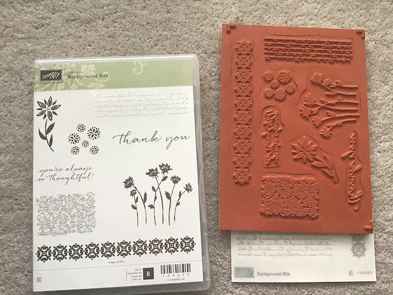 Set of 8 rubber stamps Stampin up Background Bits Retired NEW