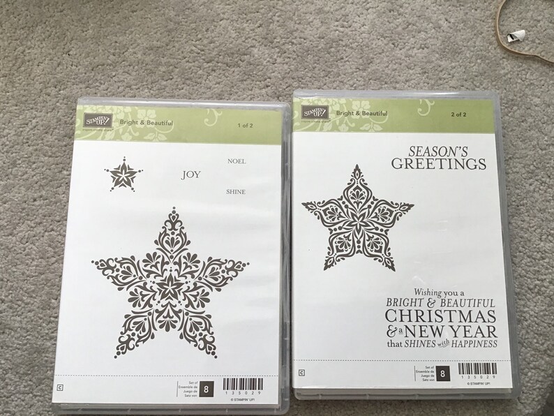 Stampin set of 4 rubber stamps NEW Stampin up Big Wishes Retired