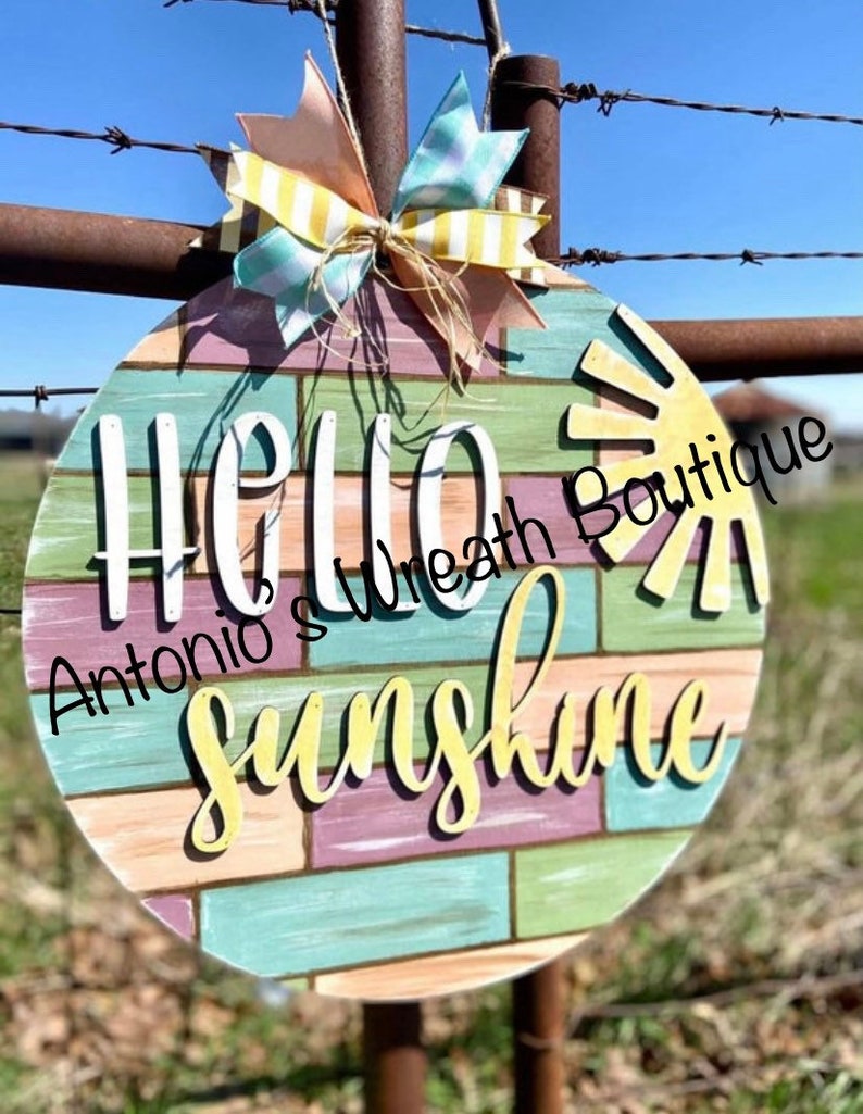 Hello Sunshine Door Hanger Hello Sunshine Decor Summer Door Etsy