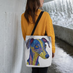 Colorful Dog Art Tote Bag, Durable Eco-Friendly Cotton Canvas Shopping Bag, Stylish & Practical Everyday Tote, Gift for Dog and Animal Lover
