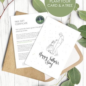 Fête des Pères Plantables Graines Sauvages A6 Cartes ÉcoResponsables, y compris certificat pour planter leur propre arbre lors d’un projet de reboisement