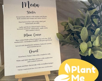 Plantable Wildflower Wedding Menu Cards - Eco Friendly Wedding