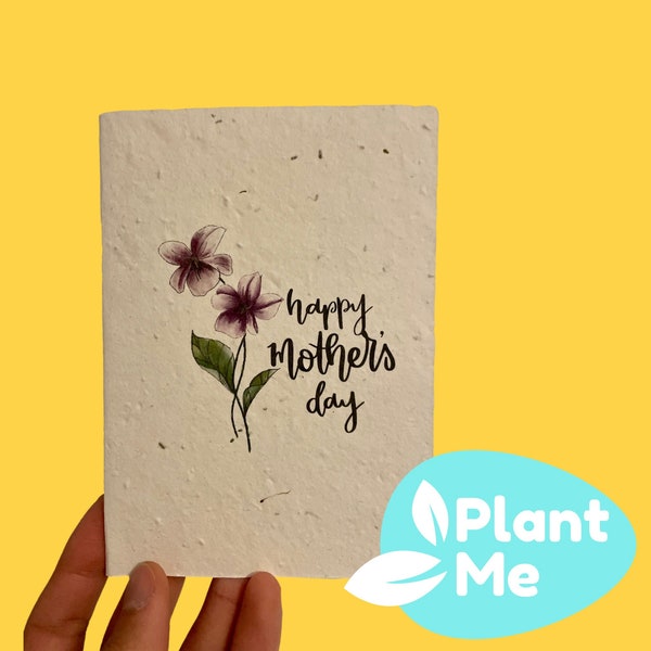 Plantable Mothers Day Card Purple Flower