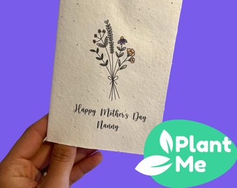 Plantable Mothers Day Card Grandma / Nanny - Flower Designs