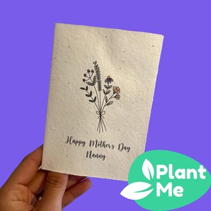 Carte de fête des mères à planter pour grand-mère / nounou - motifs floraux