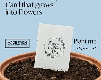 Plantable Mothers Day Card Made from Seeded Cards with Wildflower seeds embedded - Send direct with gift message