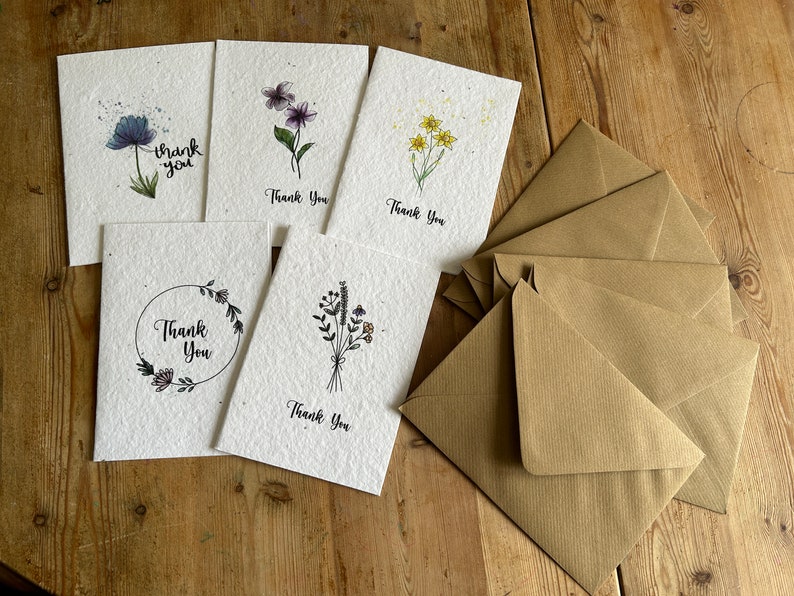 Pack of 10-20 Seeded Thank You Cards Multipack Thank You Greeting Card Made from Seed Paper with Wildflower Seeds Plant After image 1
