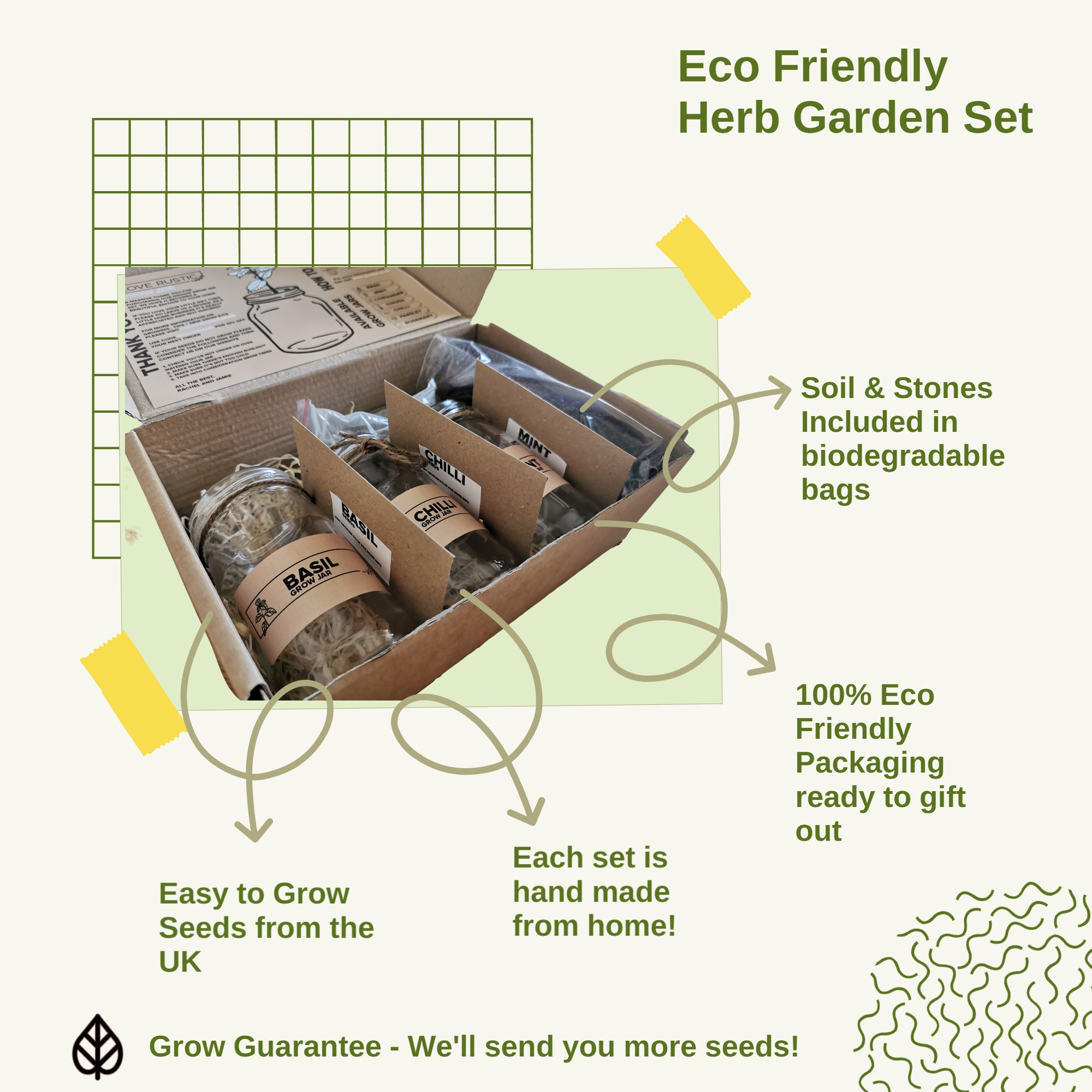 Grow Your Own Herbs Kit - Eco Friendly Indoor Planters, Garden Gift Set ...