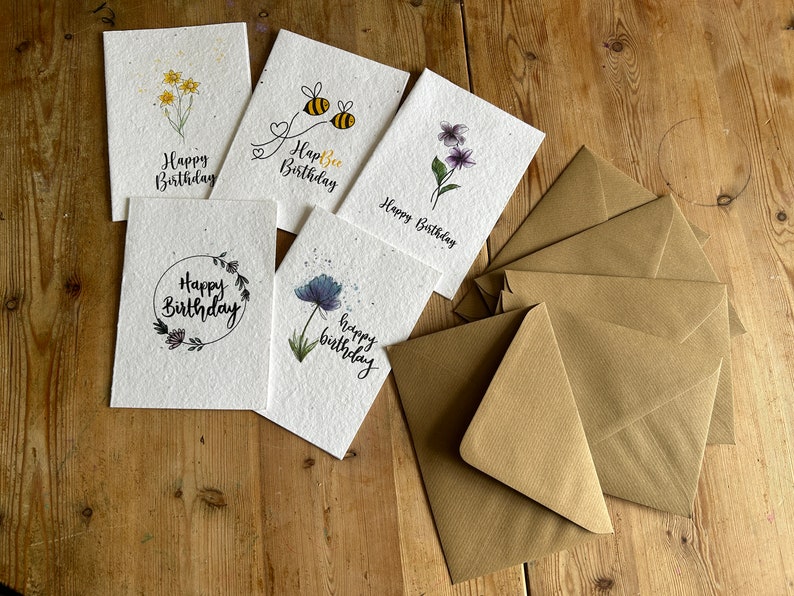 Pack of 10-20 Seeded Birthday Cards Multipack Birthday Cards for Women, Men & Children. Made from Eco-Friendly Cards with Wildflower Seeds image 1