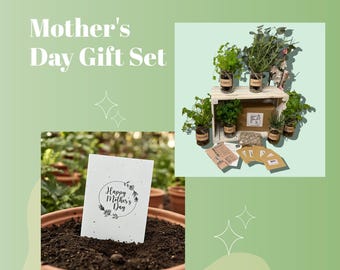 Mother’s Day Gardening Gift Set – Grow Your Own Herbs Kit + Seeded Greeting Card