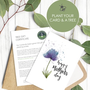 Cartão de Dia das Mães Plantável - Feito de Mistura de Flores Silvestres Semeadas, Incluindo Certificado para Plantar sua Própria Árvore em um Projeto de Reflorestamento