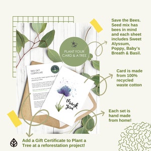 Tarjetas de agradecimiento plantables Tarjetas de semillas A6 Regalo ecológico con tarjeta Plantar un árbol imagen 3