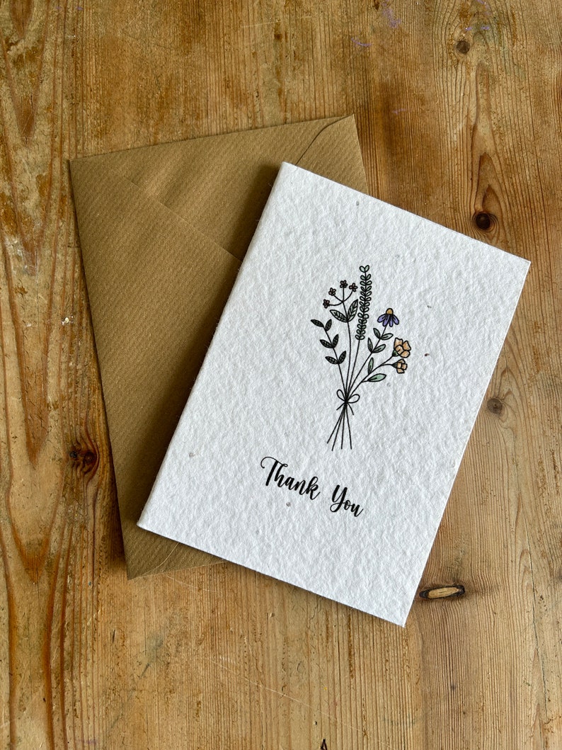 Pack of 10-20 Seeded Thank You Cards Multipack Thank You Greeting Card Made from Seed Paper with Wildflower Seeds Plant After image 6