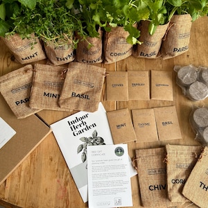 Jute Indoor Herb Garden Kit, UK Seed Mix, Eco Friendly Gift
