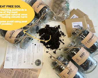 Indoor Planters, Eco Friendly Garden Gift Set of 2-6. Grow Your Own Herb Garden - Mint, Basil, Coriander, Chives, Parsley, Rosemary