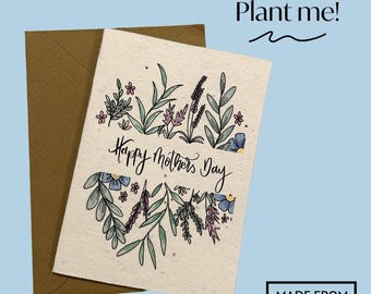 Plantable Mothers Day Card - Flowers / Floral Design - Send direct with gift message