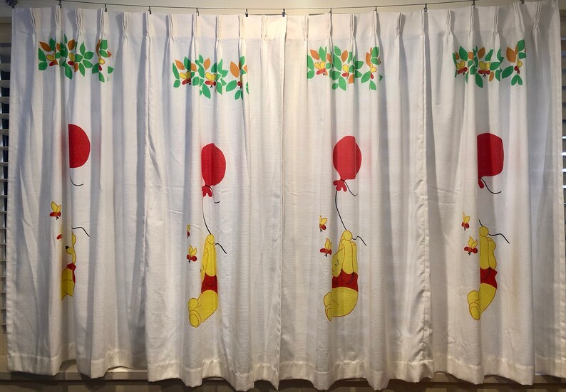 Vintage Sears Winnie The Pooh Curtains 46w X 87l Etsy
