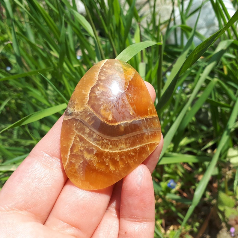 58 x 42 x 8 mm|Fossil Ammonite|Simbircite|Yellow Calcite|Natural Stone|Handcrafted Designer Cabochon