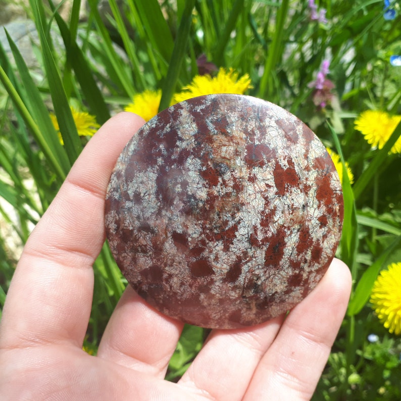 66 x 9 mm variegated jasper round multicolor natural stone handcrafted designer cabochon for beadwork soutache wire wrapping silversmithing