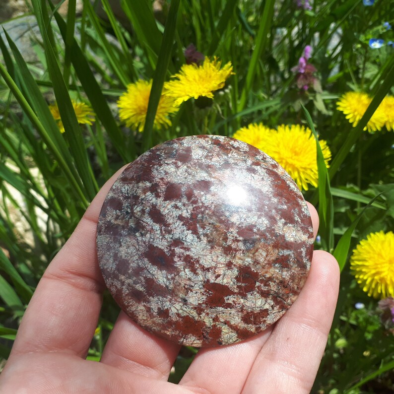 66 x 9 mm variegated jasper round multicolor natural stone handcrafted designer cabochon for beadwork soutache wire wrapping silversmithing