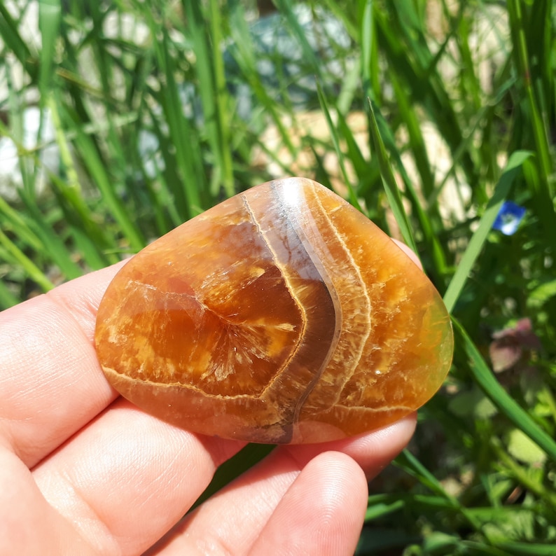58 x 42 x 8 mm|Fossil Ammonite|Simbircite|Yellow Calcite|Natural Stone|Handcrafted Designer Cabochon