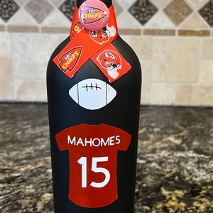 Kansas City Chiefs Patrick Mahomes Upcycle Wine Bottle