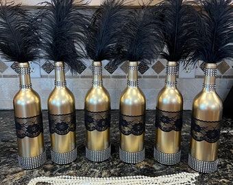 Great Gatsby Roaring 20's Made to Order Upcycle Wine Bottle