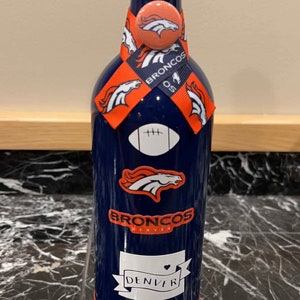 Denver Broncos Upcycle Wine Bottle