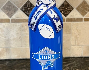 Detroit Lions Upcycle Wine Bottle