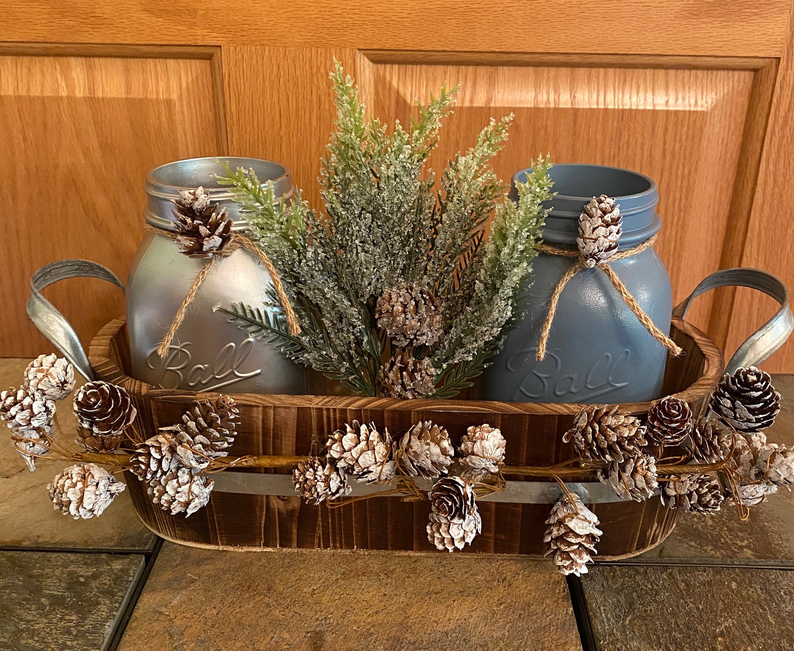 Blue and Silver Mason Jar Decor - Etsy