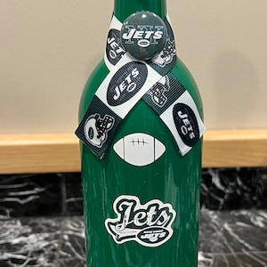 New York Jets Upcycle Wine Bottle