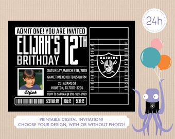 Raiders Invitations Etsy