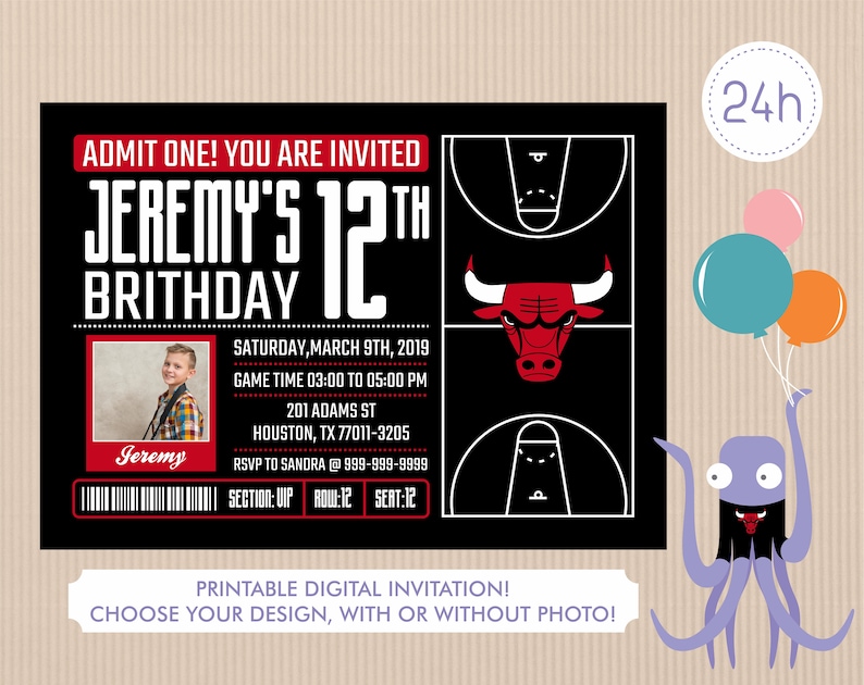 Chicago Bulls Invitation, Birthday Invites, Bulls Get together Invitation, Printable Chicago Bulls Invite, Youngster Shower Invitations photograph relating to Bulls Schedule Printable named Chicago Bulls Invitation, Birthday Invites, Bulls Occasion Invitation, Printable Chicago Bulls Invite, Little one Shower Invitations