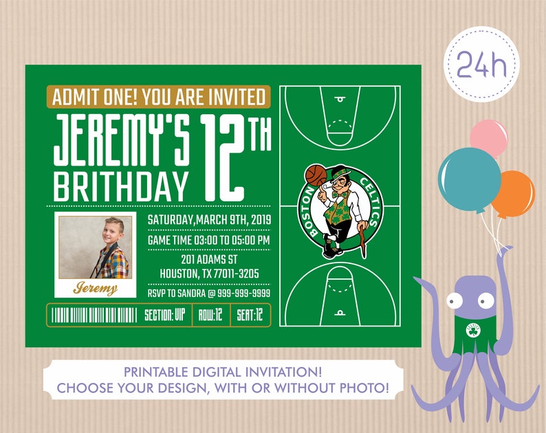Boston Celtics Invitation, Birthday Invites, Celtics Get together Invitation, Printable Boston Celtics Invite, Kid Shower Invitations picture regarding Boston Celtics Printable Schedule identified as Boston Celtics Invitation, Birthday Invites, Celtics Social gathering Invitation, Printable Boston Celtics Invite, Youngster Shower Invitations