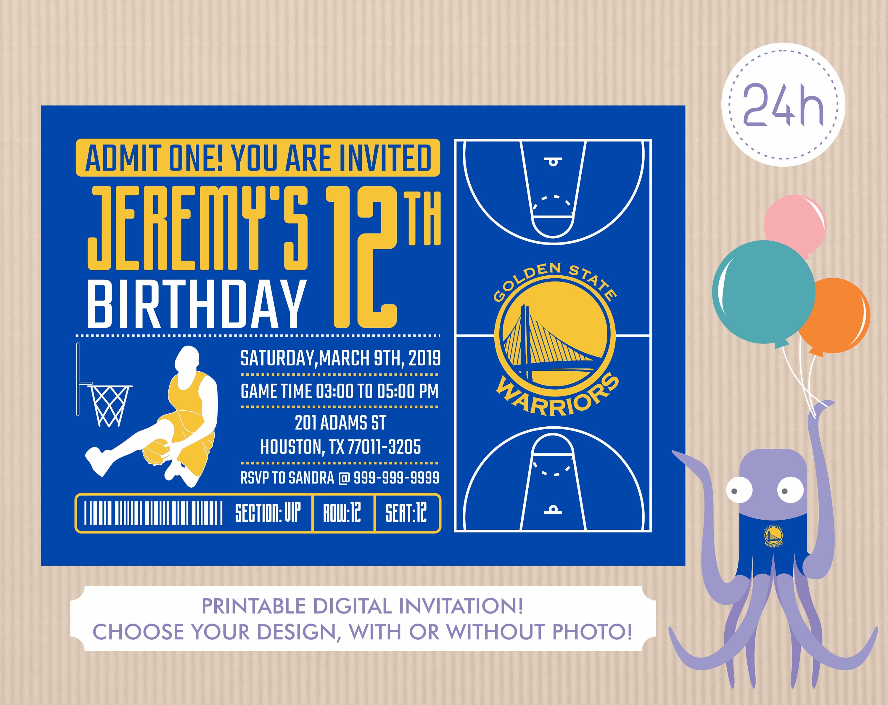 Golden State Warriors Invitation Birthday Invitations | Etsy
