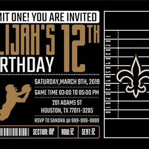 New Orleans Saints Invitation Birthday Invitations Saints | Etsy