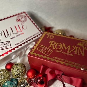 Caja de Navidad personalizada, caja magnética de Navidad, cinta, caja de Nochebuena, regalo de Navidad personalizado, calcetines de Navidad, caja de Nochebuena