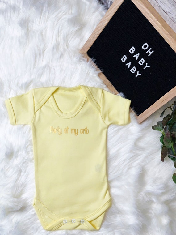 Party At My Crib Baby Vest Funny Baby Vest Funny Baby Grow Etsy