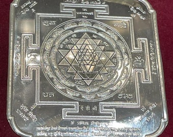 Etsy Gifts Pure Silver Shree Yantra, Shree Yantra Pooja, Shri Yantra idea, Sri yantra, Sacred Geometry, Shree Yantra benefits