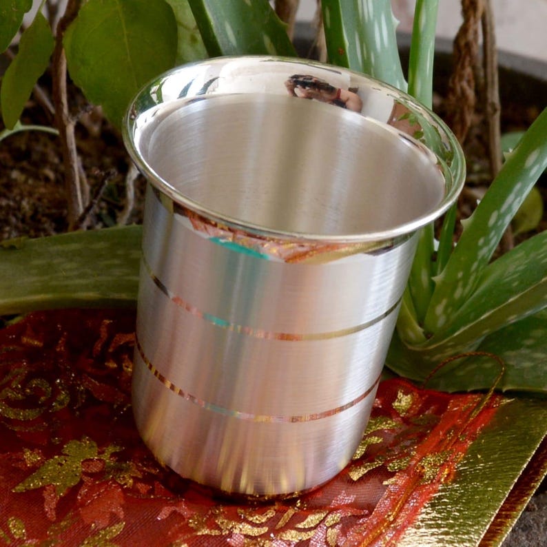 Vaso de agua/leche hecho a mano de plata fina 999 pura, frasco de plata, taza de plata para bebés y niños, utensilios para mantenerse saludables imagen 9