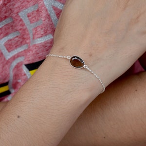 Valentine 925 silver designer handmade  Smoky gemstone bracelet  Woman Silver Bracelet Silver Bracelet Men&#39;s Silver bracelet Couple gift