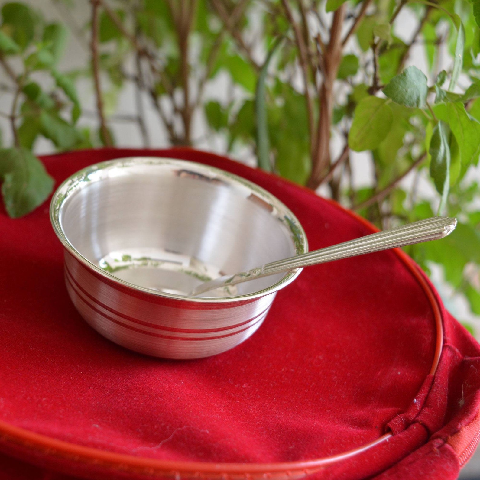 Buy Pure Silver Bowls and Spoons serving dishes baby