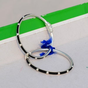 Baby Protection Nazariya Bangles Baby Kade Black & Silver Beads Silver Anklet for Kids Nazariya with Silver Slider Ball bangle