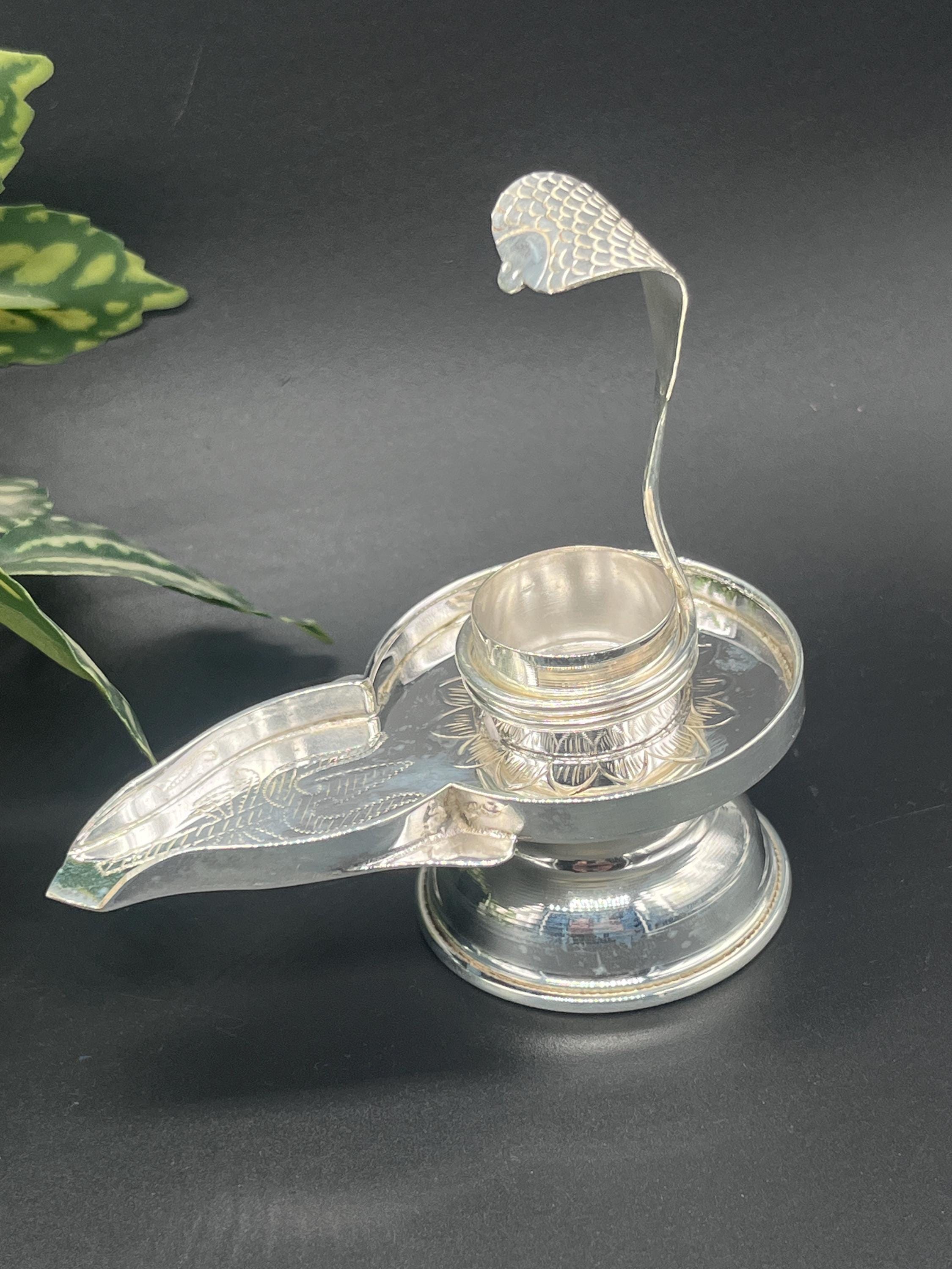 Sterling Silver Shiva Lingam Holder, Handmade Puja Jalheri Stand