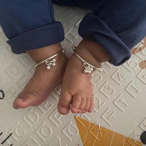 925 Baby Sterling Silver bell Anklet,Payal with Amazing Noisy Jingle Bells Belly anklets for new born baby,sterling silver bell anklet