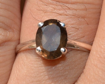 Anillo de topacio ahumado en plata de ley 925: joyería étnica hecha a mano