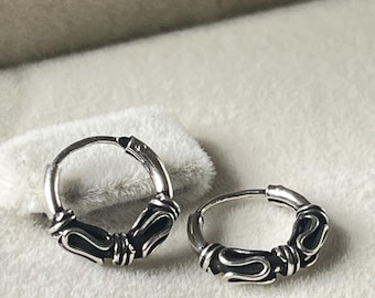Pendientes de aro de plata de ley: diseño clásico sin fin, 10 mm